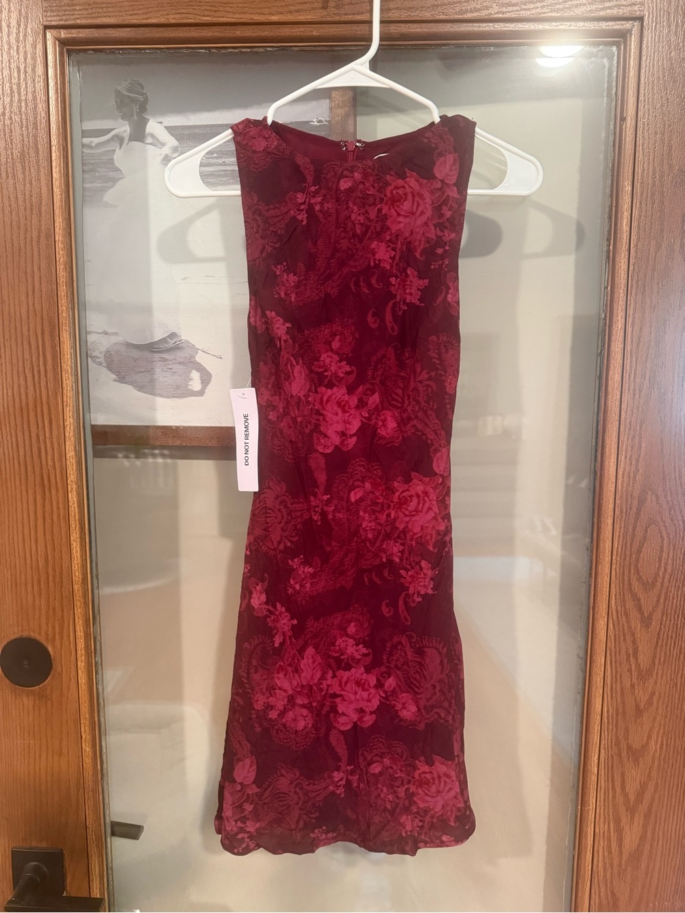 NWT PRINCESS POLLY Floral Bodycon Dress in Burgundy - Picture 2 of 4